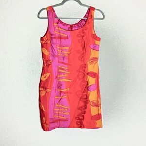 Rabbit Designs 90’s Sleeveless Dress eclectic art print vintage sz 10